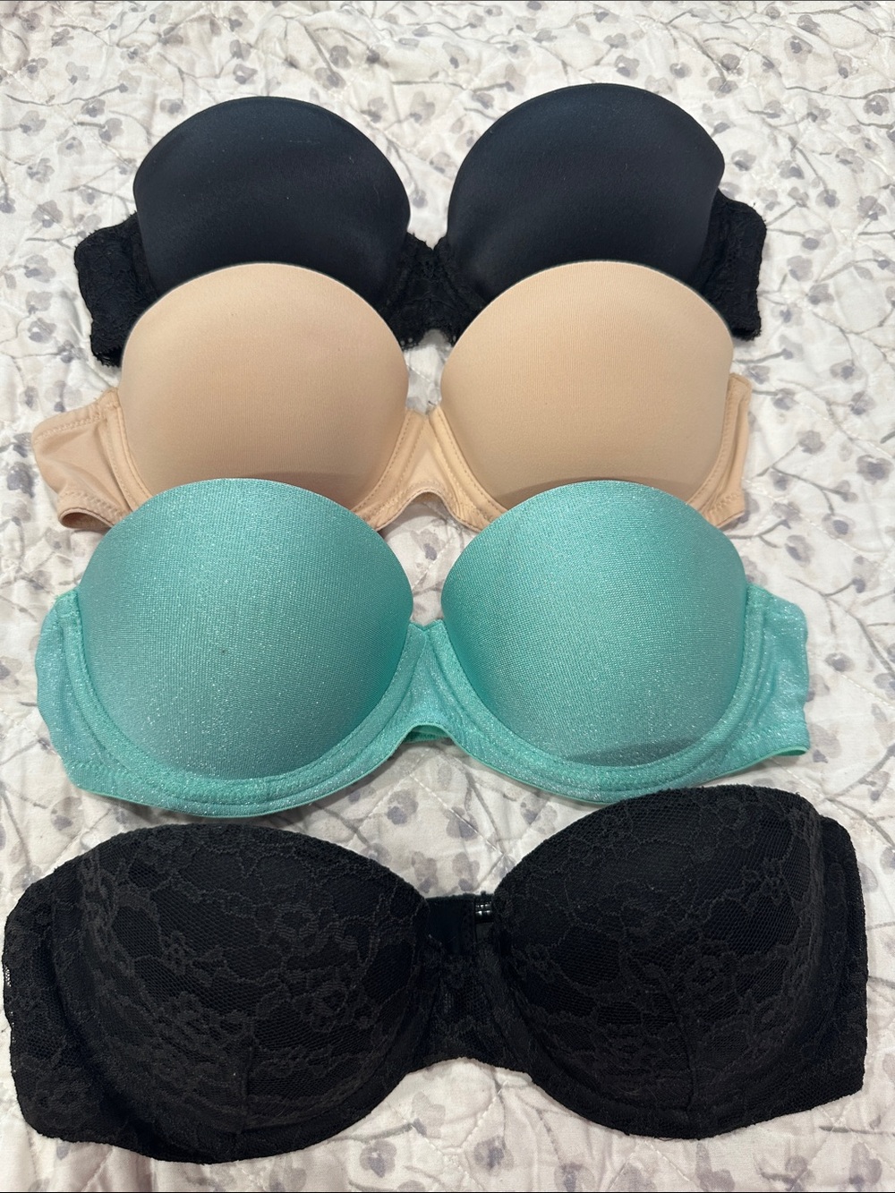 Victoria's Secret Strapless Push-Up Bra Set — Black, Nude, Mint